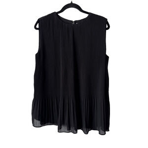 H&M Women’s M Whimsigoth Pleated Sleeveless Tunic Sheer Lined Blouse Boho Chic